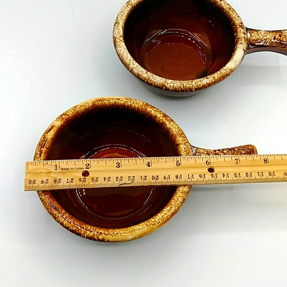 Hull Soup Bowls w/ Handles, Brown Drip glaze. Vintage - Picture 7 of 9